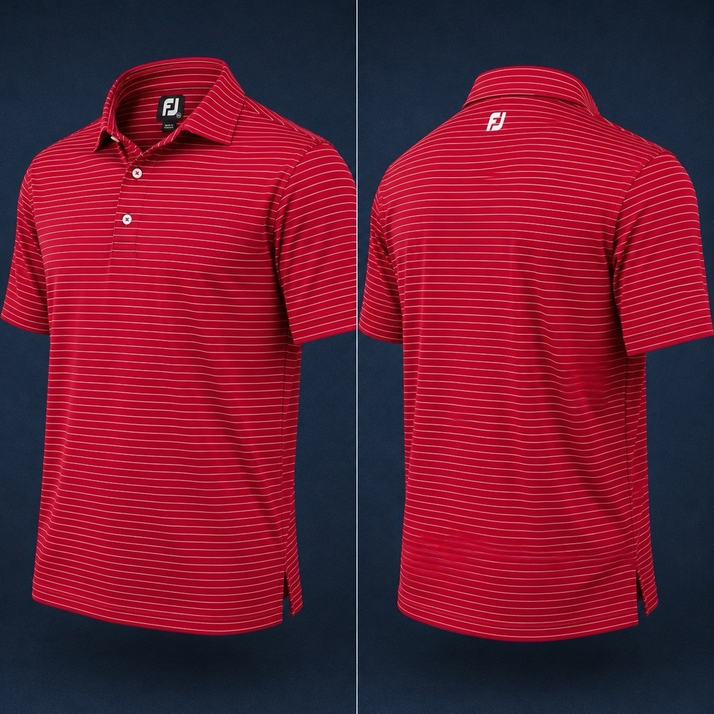 FootJoy Performance Golf Polo Shirt Men XL RED WHITE STRIPE FJ